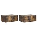 Wandmontierter Nachttisch 2 pcs Geräucherte Eiche Holzwerkstoff
