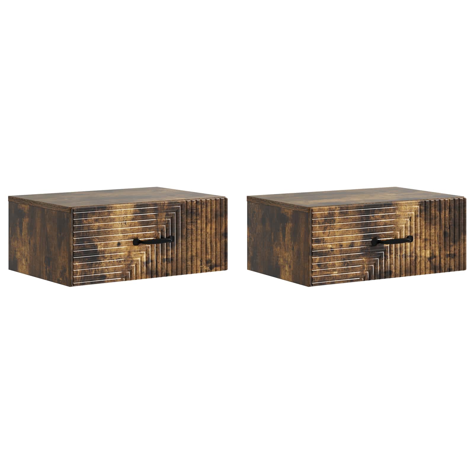 Wandmontierter Nachttisch 2 pcs Geräucherte Eiche Holzwerkstoff