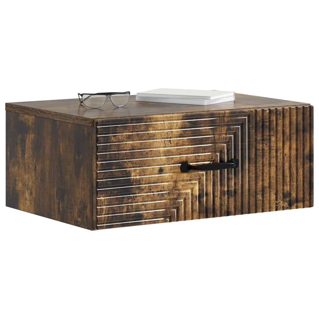 Wandmontierter Nachttisch 2 pcs Geräucherte Eiche Holzwerkstoff