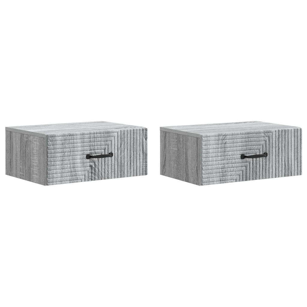 Wandmontierter Nachttisch 2 pcs Graues Sonoma 49 x 34,5 x 20 cm