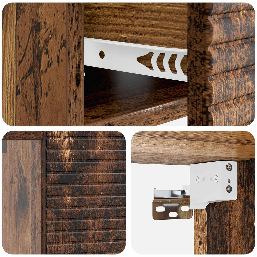 Wandmontierter Nachttisch Altholz 49 x 34,5 x 20 cm