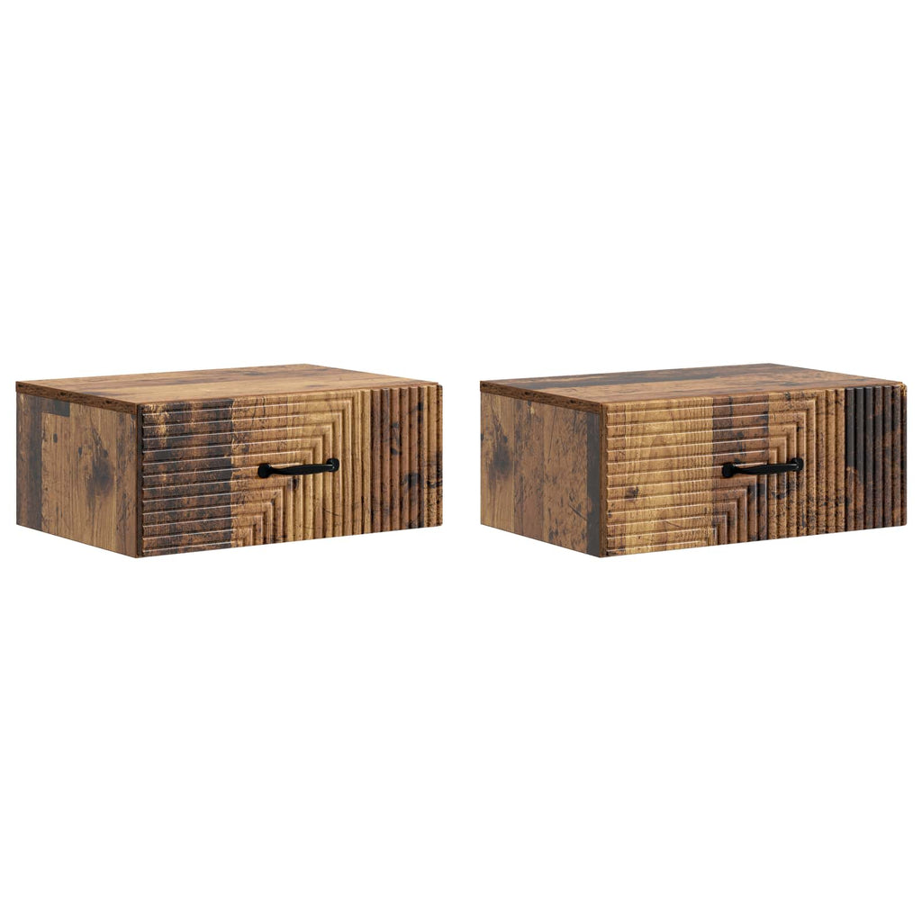 Wandmontierter Nachttisch 2 pcs Altholz 49 x 34,5 x 20 cm