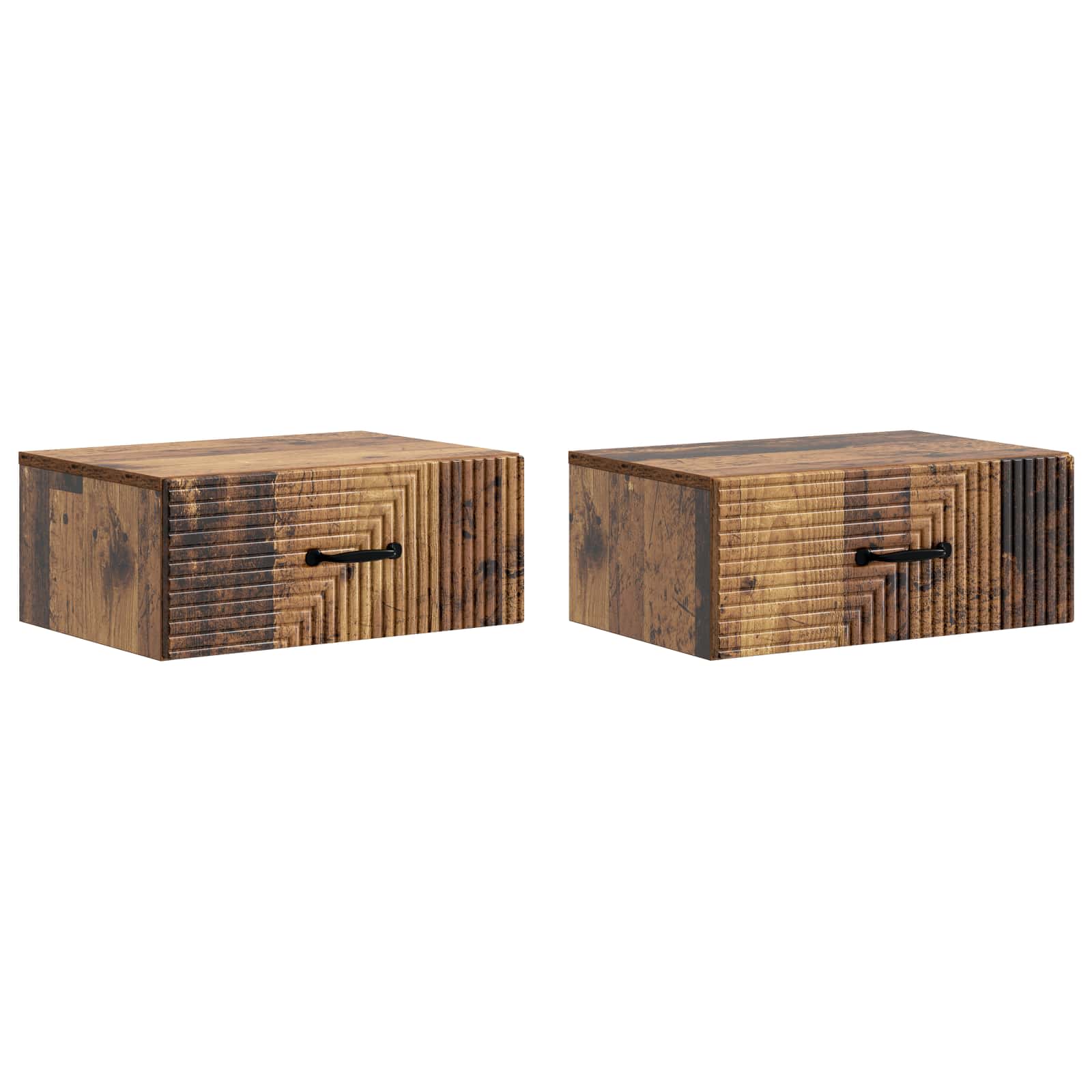 Wandmontierter Nachttisch 2 pcs Altholz 49 x 34,5 x 20 cm
