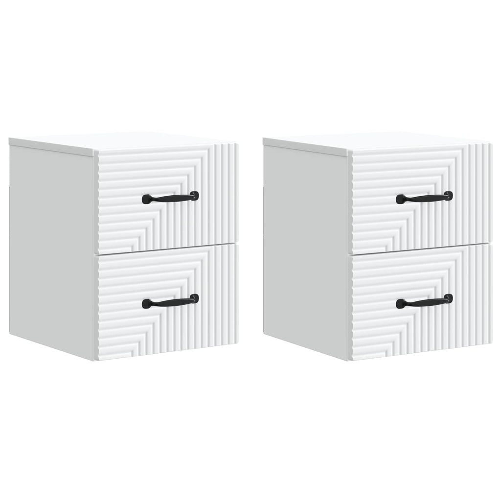 Wandmontierter Nachttisch 2 pcs Weiß 34,5 x 33 x 40 cm