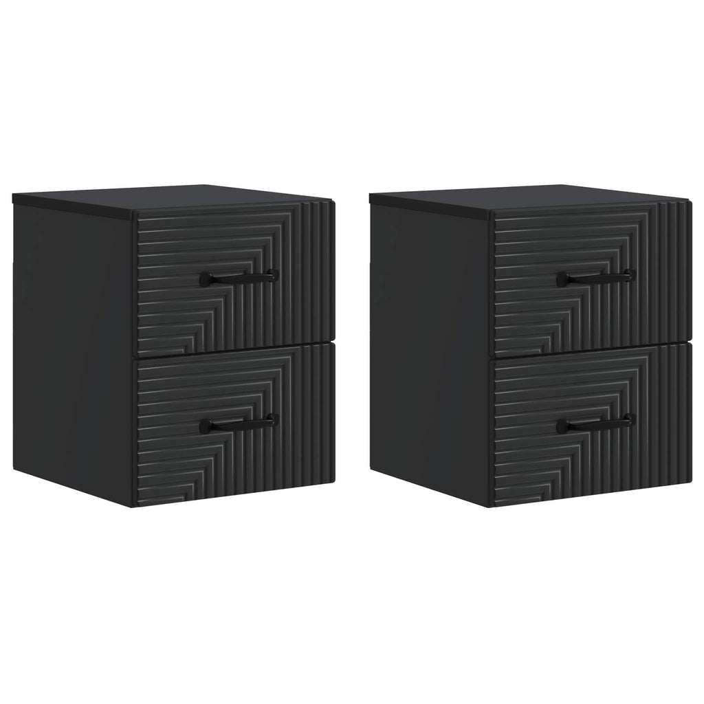 Wandmontierter Nachttisch 2 pcs Schwarz 34,5 x 33 x 40 cm