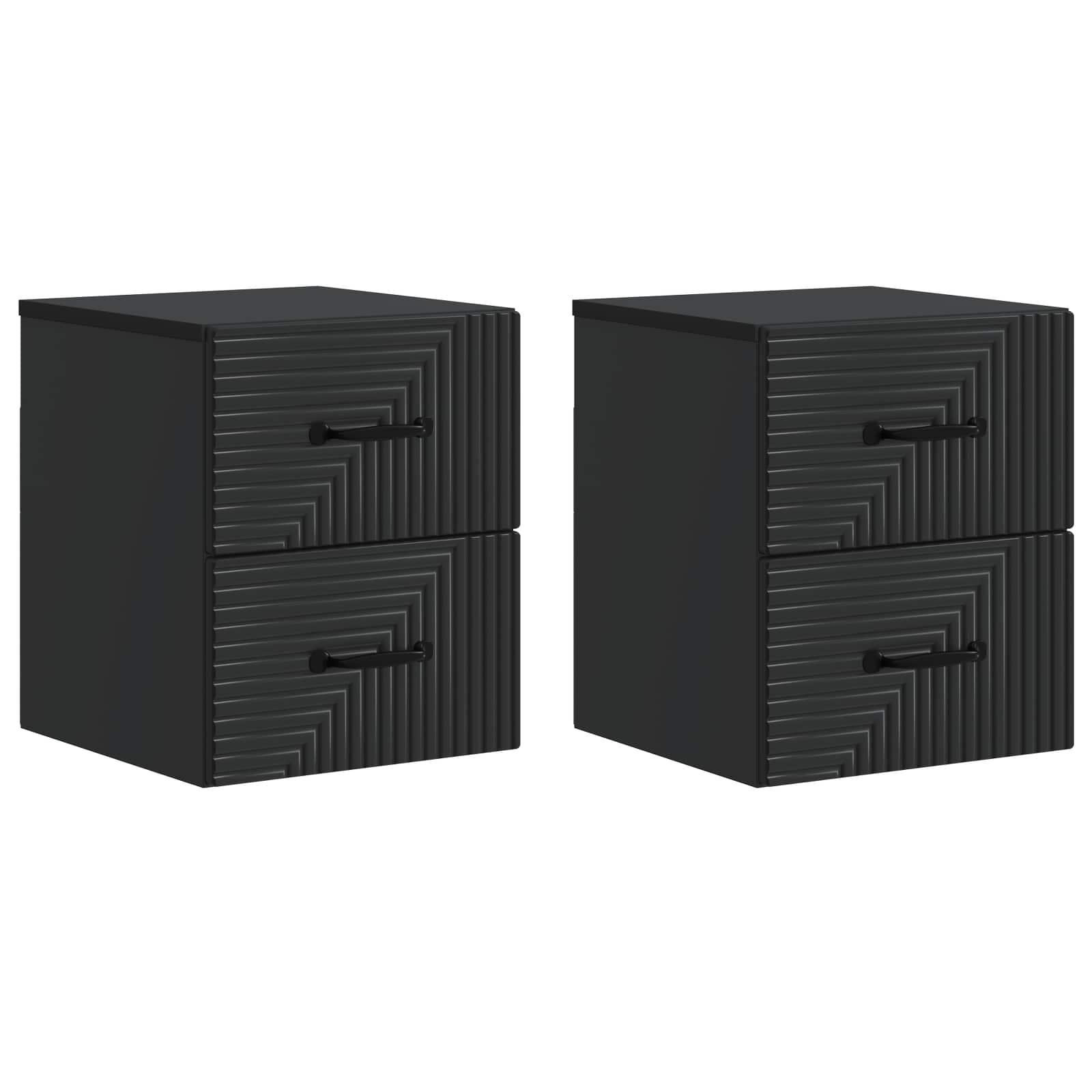 Wandmontierter Nachttisch 2 pcs Schwarz 34,5 x 33 x 40 cm