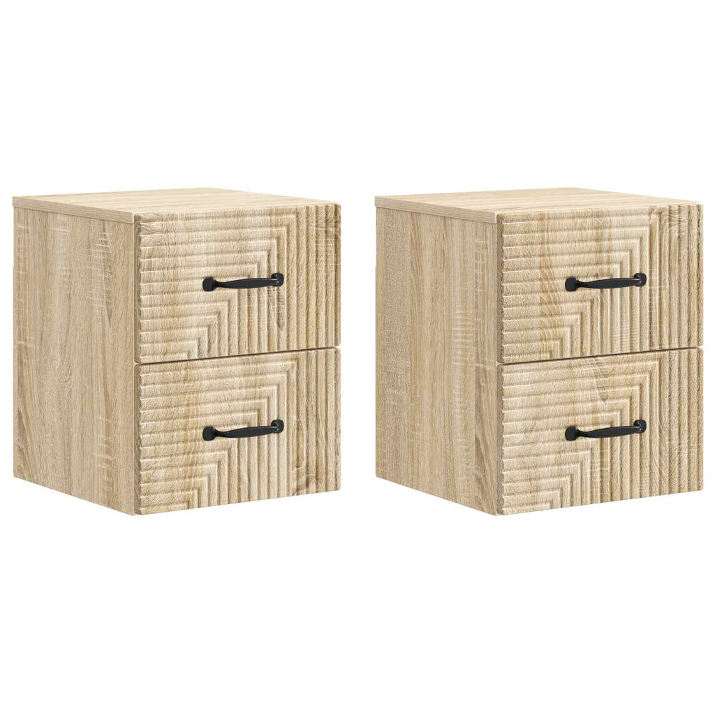 Wandmontierter Nachttisch 2 pcs Sonoma-Eiche 34,5 x 33 x 40 cm