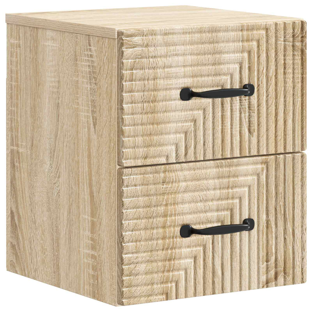 Wandmontierter Nachttisch 2 pcs Sonoma-Eiche 34,5 x 33 x 40 cm