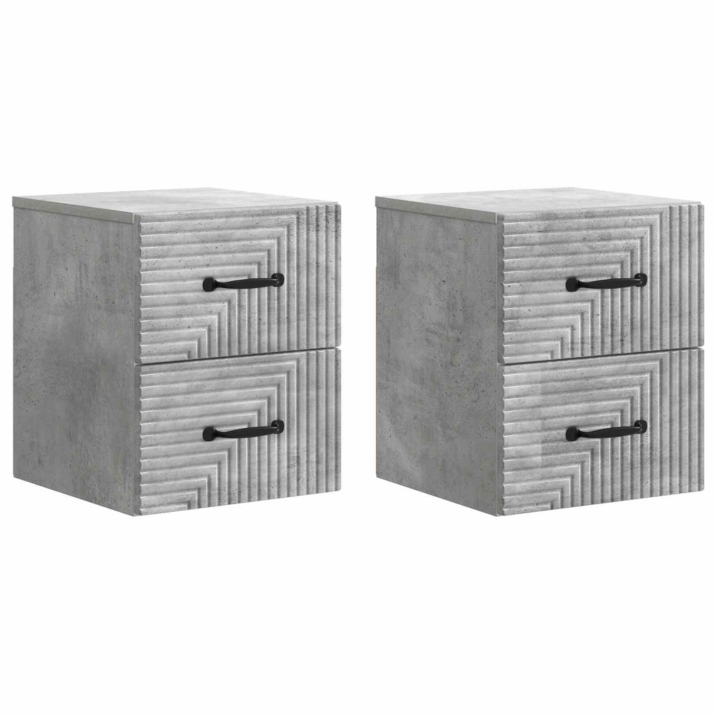 Wandmontierter Nachttisch 2 pcs Betongrau 34,5 x 33 x 40 cm