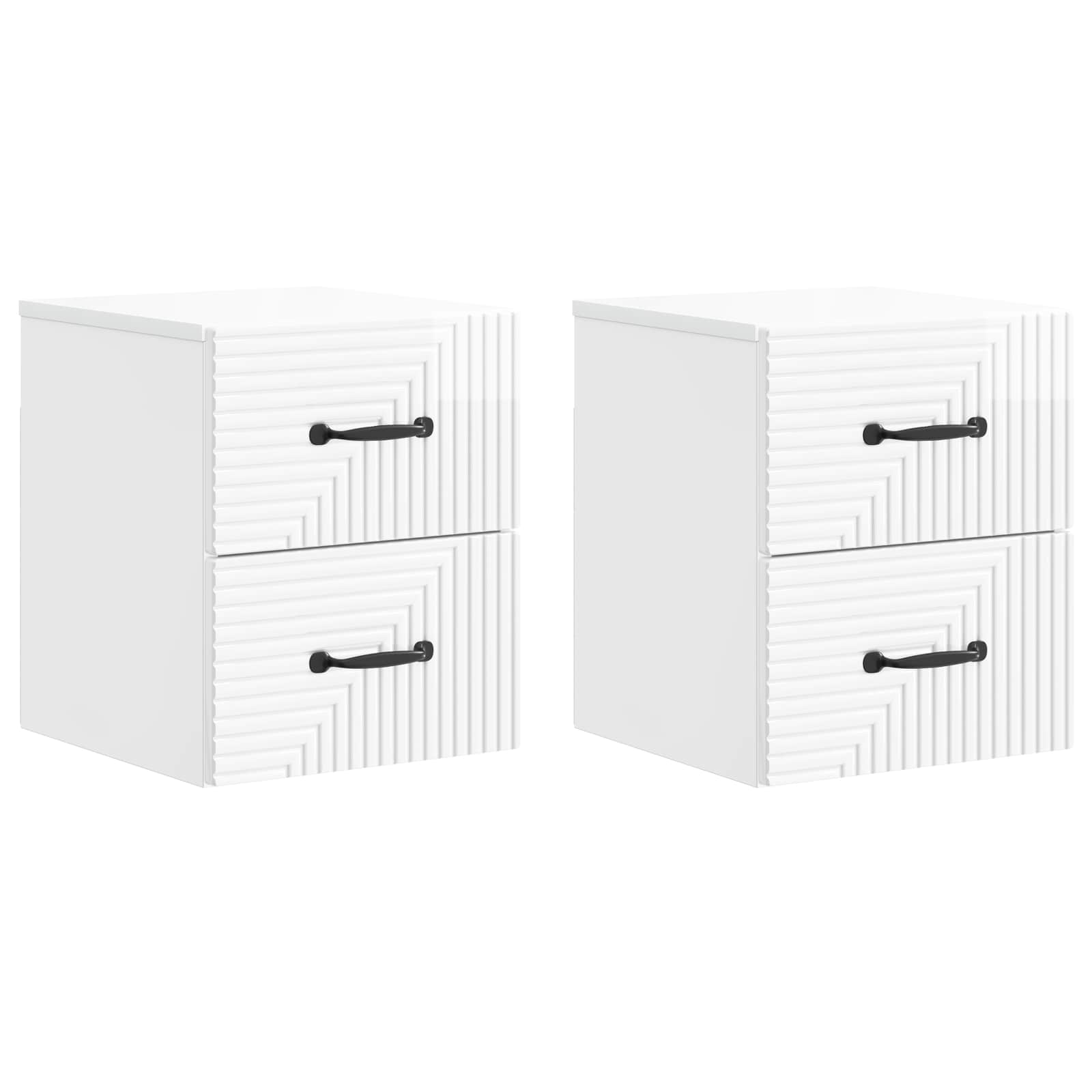 Wandmontierter Nachttisch 2 pcs Hochglanz Weiß Holzwerkstoff