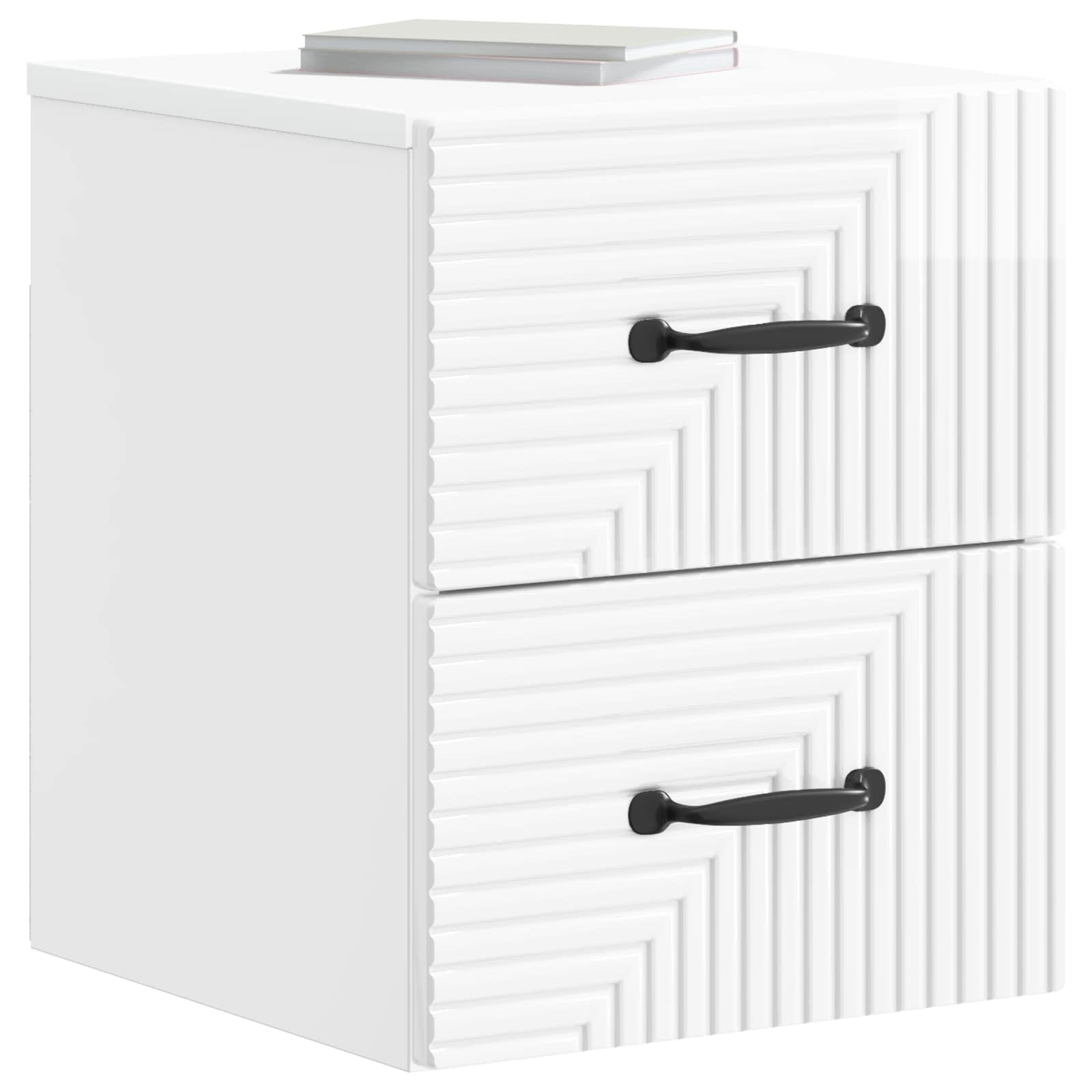 Wandmontierter Nachttisch 2 pcs Hochglanz Weiß Holzwerkstoff