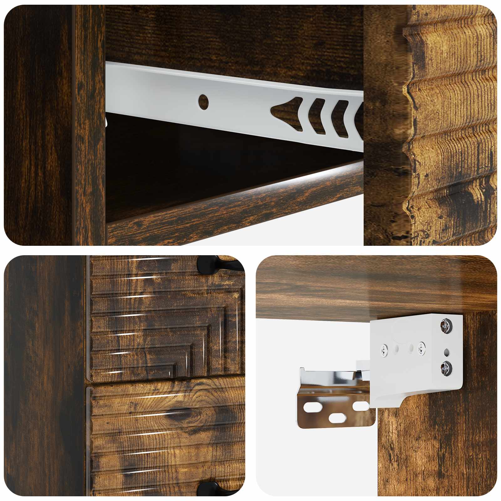 Wandmontierter Nachttisch 2 pcs Geräucherte Eiche Holzwerkstoff