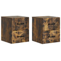 Wandmontierter Nachttisch 2 pcs Geräucherte Eiche Holzwerkstoff