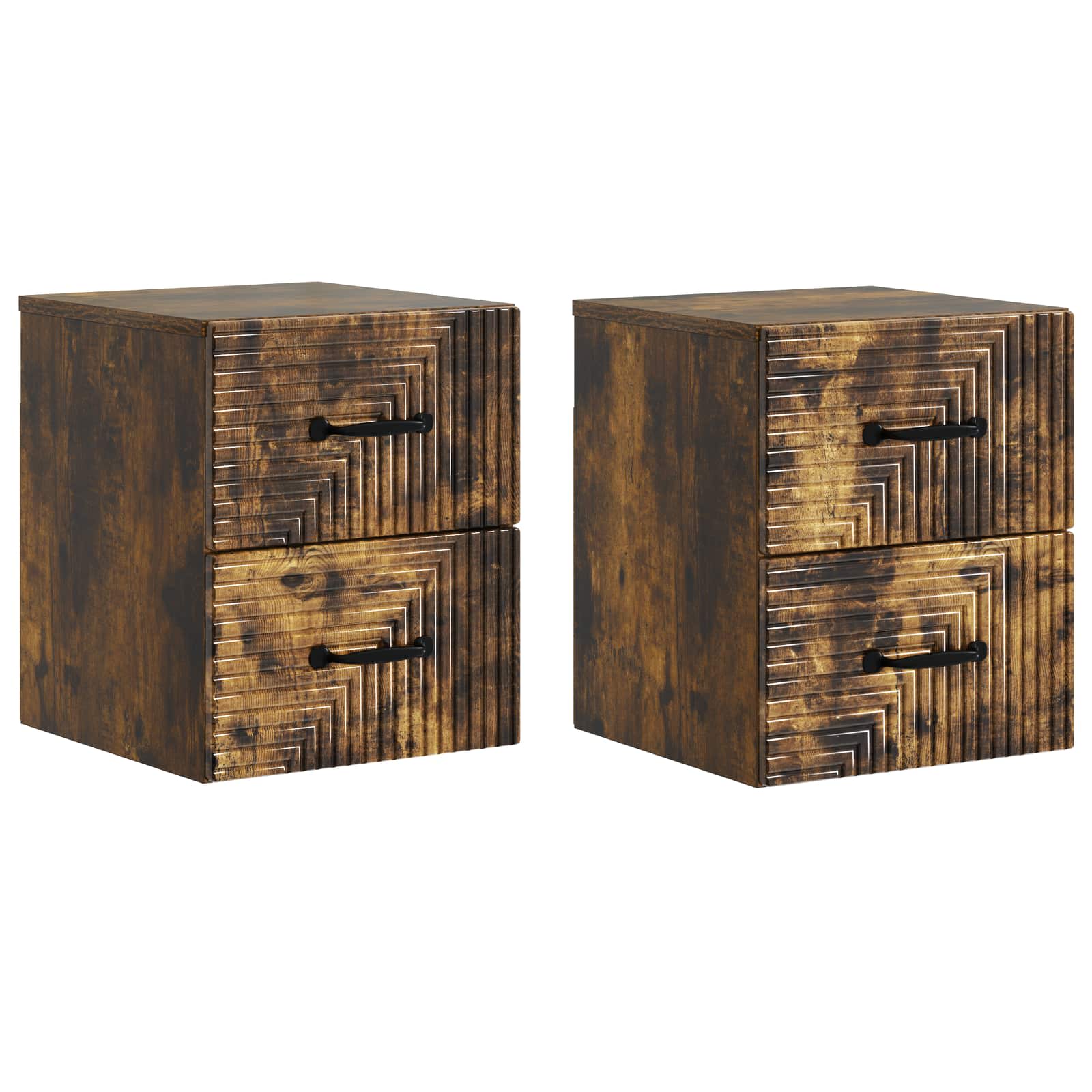 Wandmontierter Nachttisch 2 pcs Geräucherte Eiche Holzwerkstoff