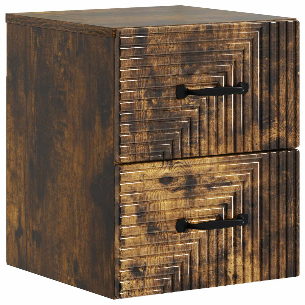 Wandmontierter Nachttisch 2 pcs Geräucherte Eiche Holzwerkstoff