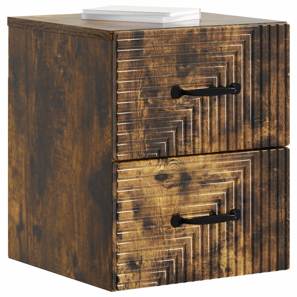 Wandmontierter Nachttisch 2 pcs Geräucherte Eiche Holzwerkstoff