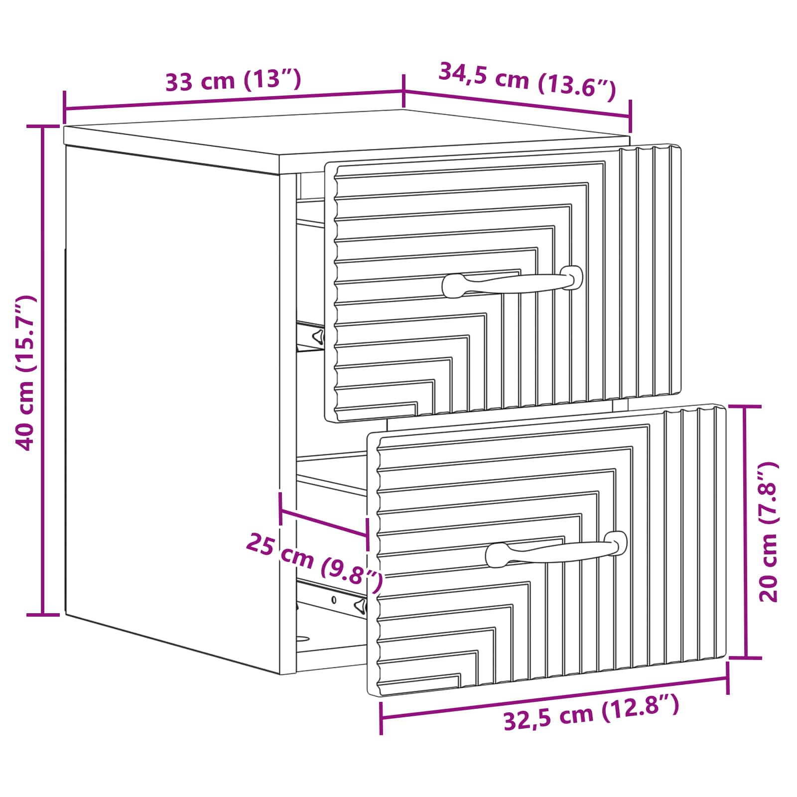 Wandmontierter Nachttisch 2 pcs Geräucherte Eiche Holzwerkstoff