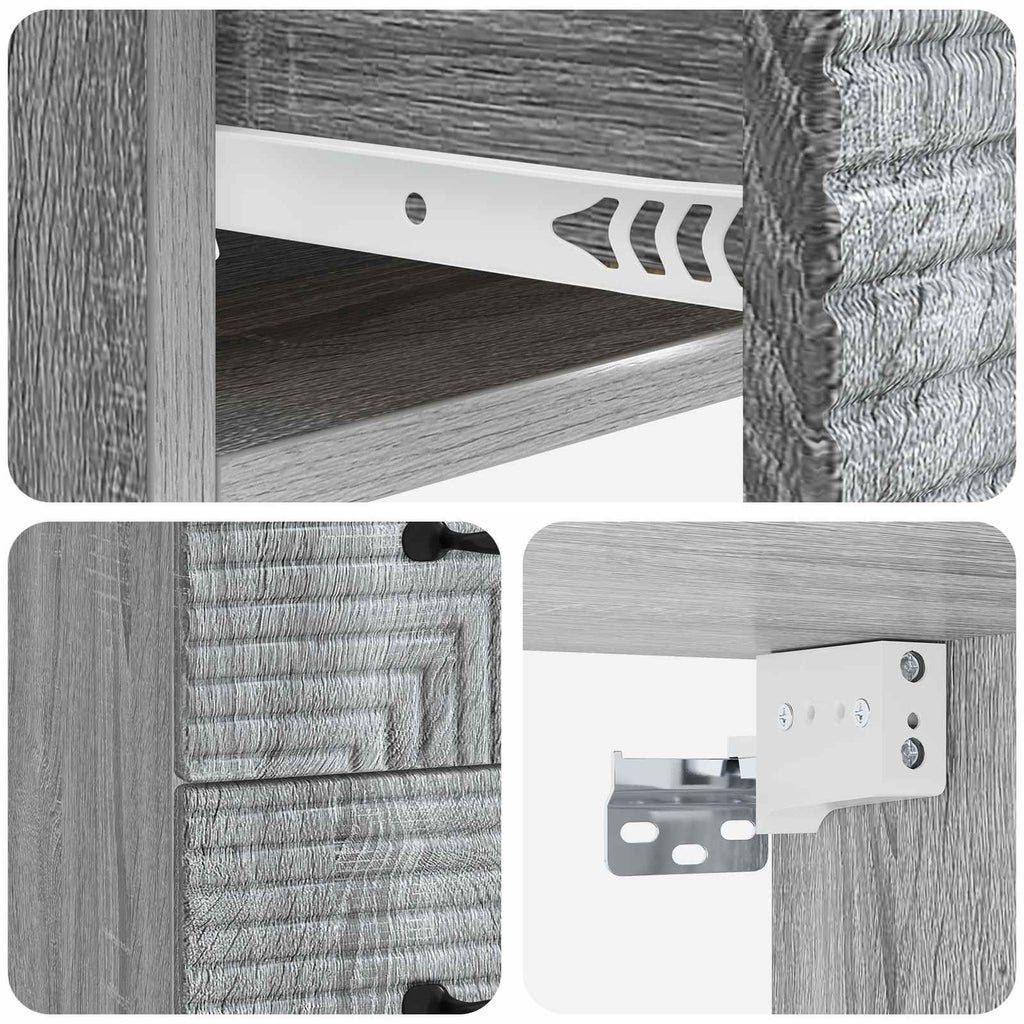 Wandmontierter Nachttisch 2 pcs Graues Sonoma 34,5 x 33 x 40 cm