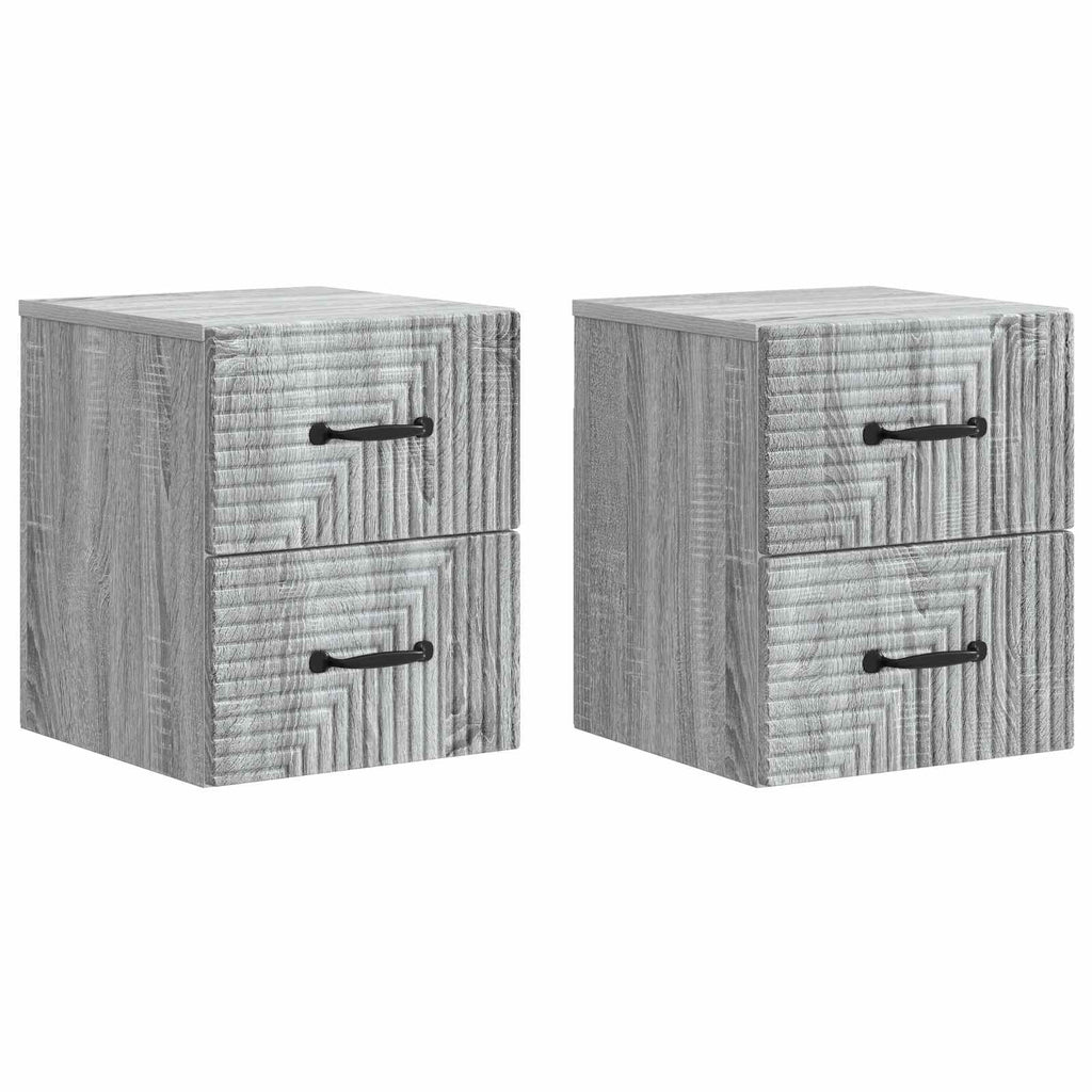 Wandmontierter Nachttisch 2 pcs Graues Sonoma 34,5 x 33 x 40 cm
