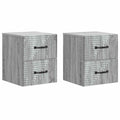 Wandmontierter Nachttisch 2 pcs Graues Sonoma 34,5 x 33 x 40 cm