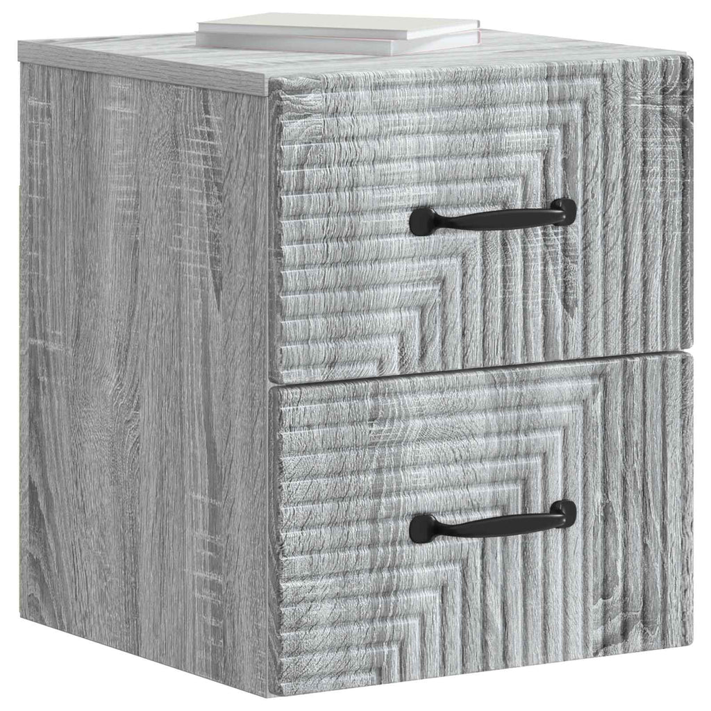 Wandmontierter Nachttisch 2 pcs Graues Sonoma 34,5 x 33 x 40 cm