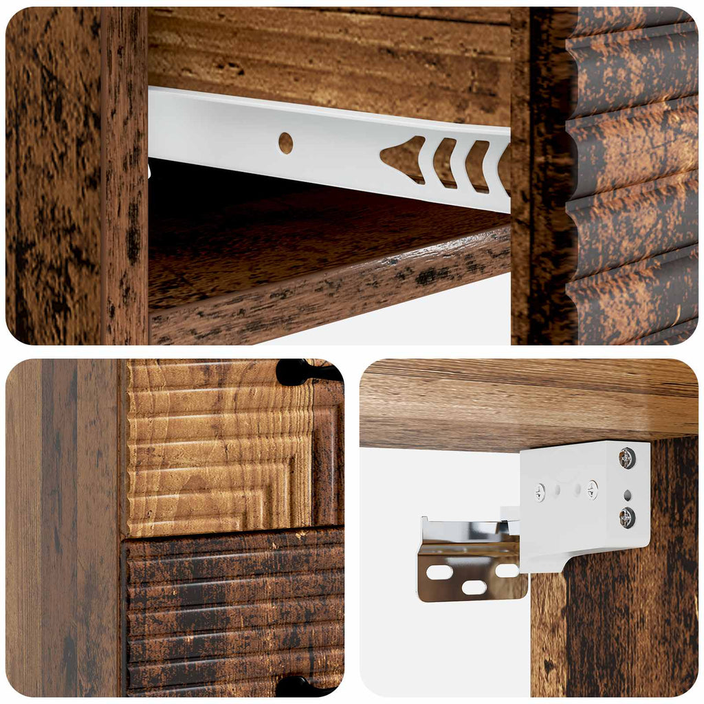 Wandmontierter Nachttisch Altholz 34,5 x 33 x 40 cm