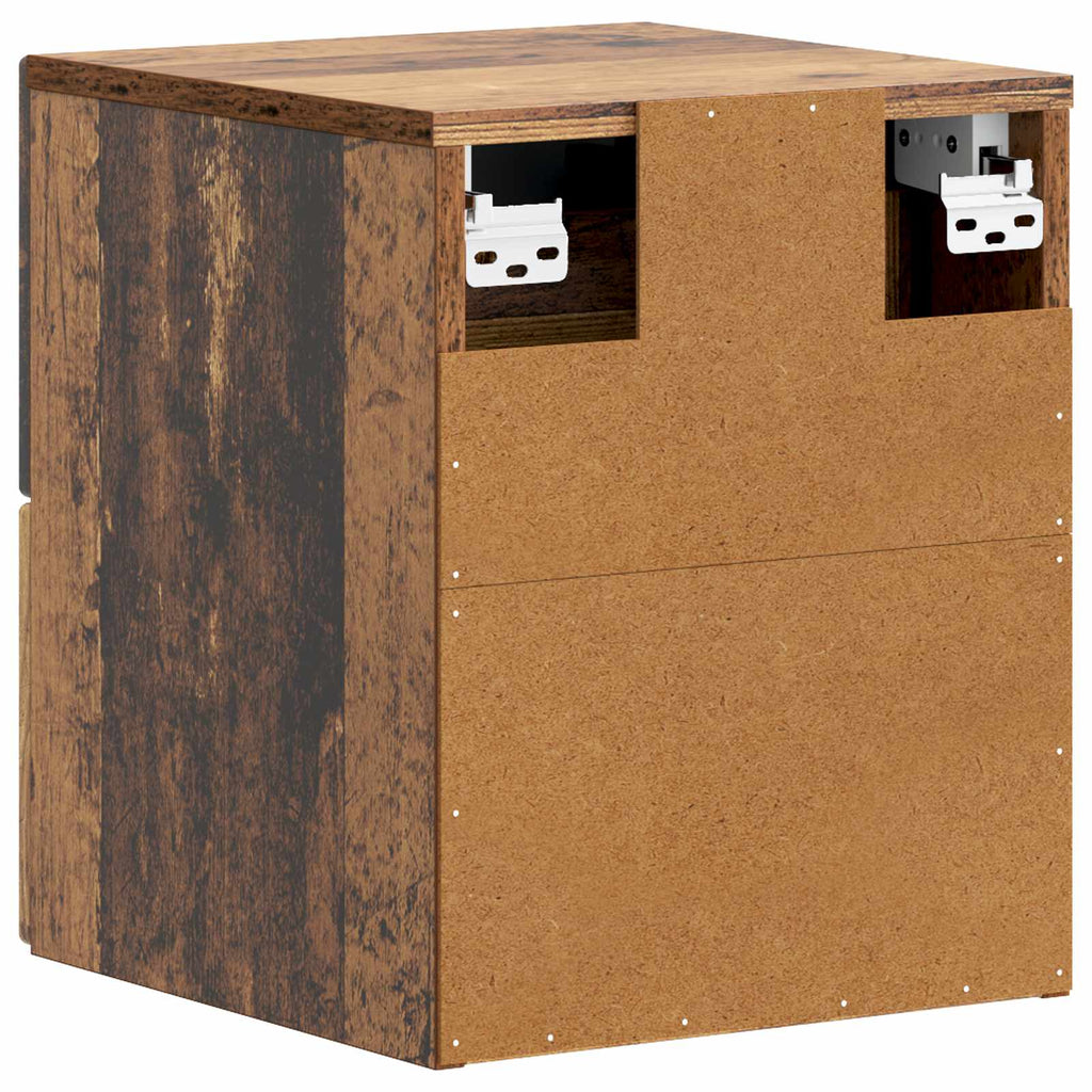 Wandmontierter Nachttisch Altholz 34,5 x 33 x 40 cm
