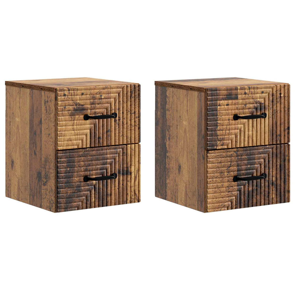 Wandmontierter Nachttisch 2 pcs Altholz 34,5 x 33 x 40 cm
