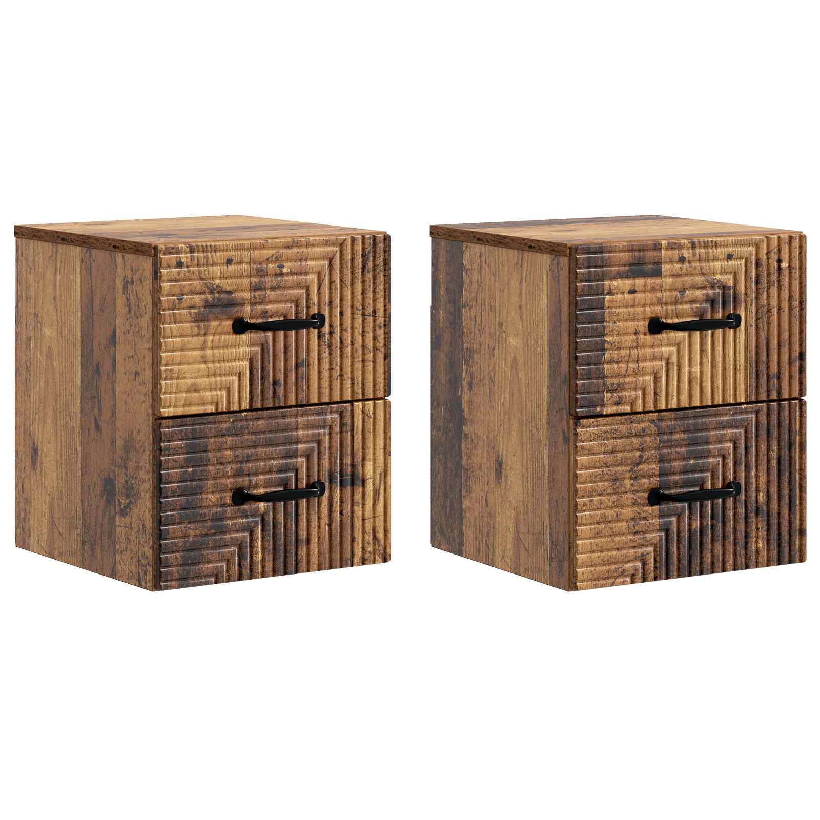 Wandmontierter Nachttisch 2 pcs Altholz 34,5 x 33 x 40 cm