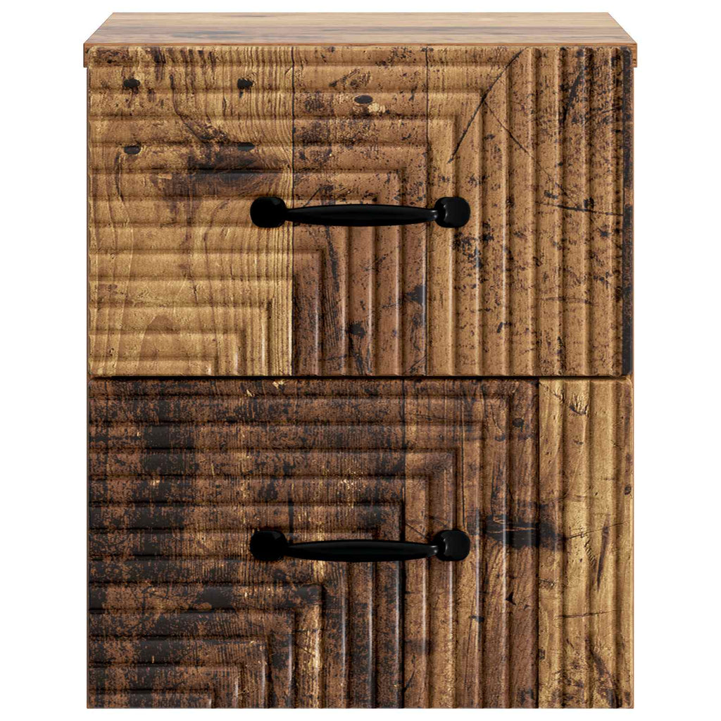 Wandmontierter Nachttisch 2 pcs Altholz 34,5 x 33 x 40 cm