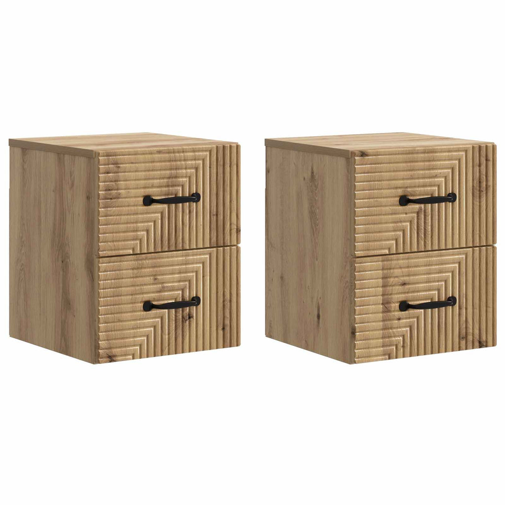 Wandmontierter Nachttisch 2 pcs Artisan-Eiche 34,5 x 33 x 40 cm