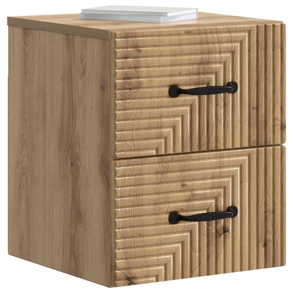 Wandmontierter Nachttisch 2 pcs Artisan-Eiche 34,5 x 33 x 40 cm