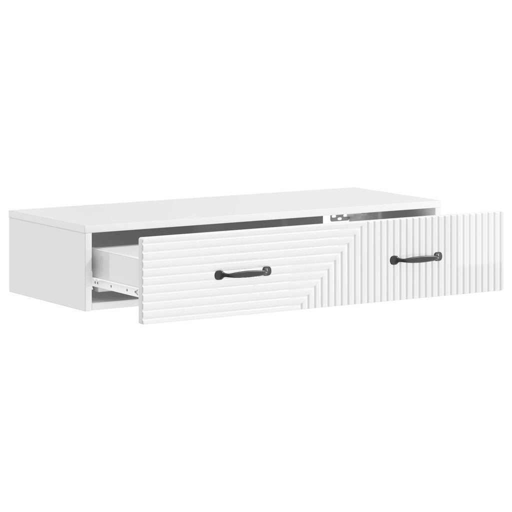 Wandmontierter Beistelltisch Hochglanz Weiß 87,5 x 34,5 x 17 cm