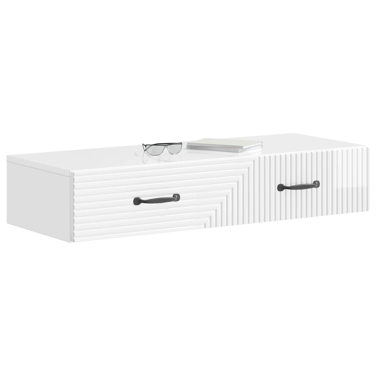 Wandmontierter Beistelltisch Hochglanz Weiß 87,5 x 34,5 x 17 cm