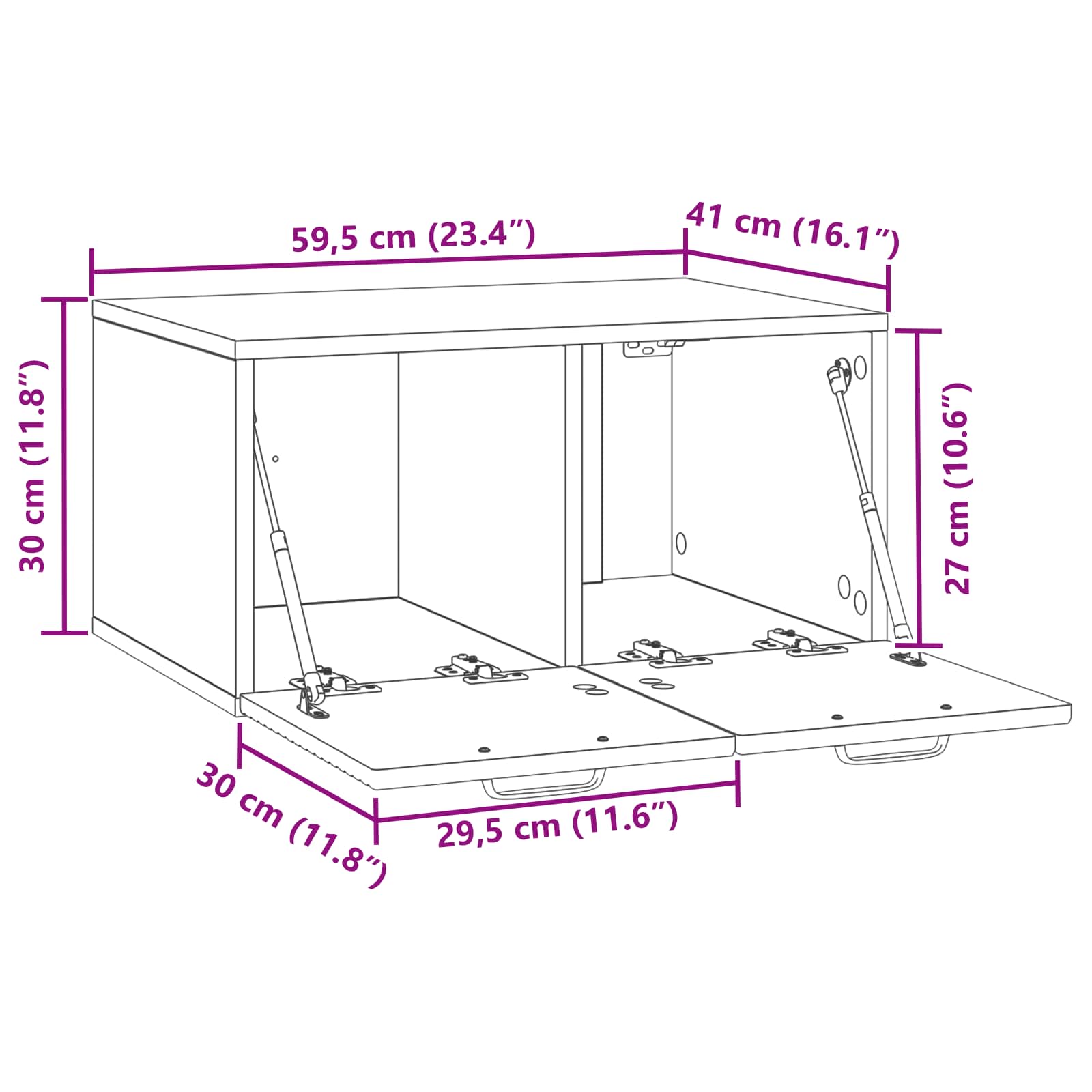 Wandmontierter TV-Schrank Artisan-Eiche 59,5 x 41 x 30 cm