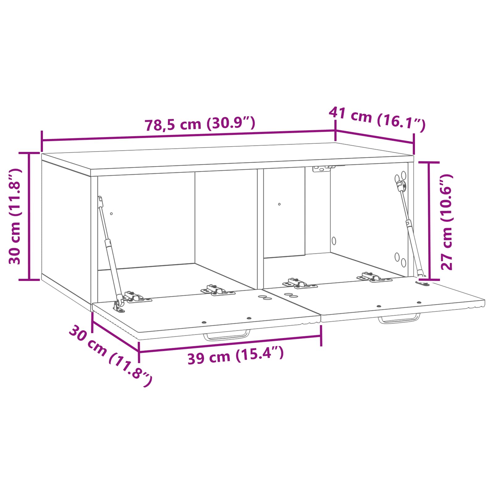 Wandmontierter TV-Schrank Geräucherte Eiche 78,5 x 41 x 30 cm