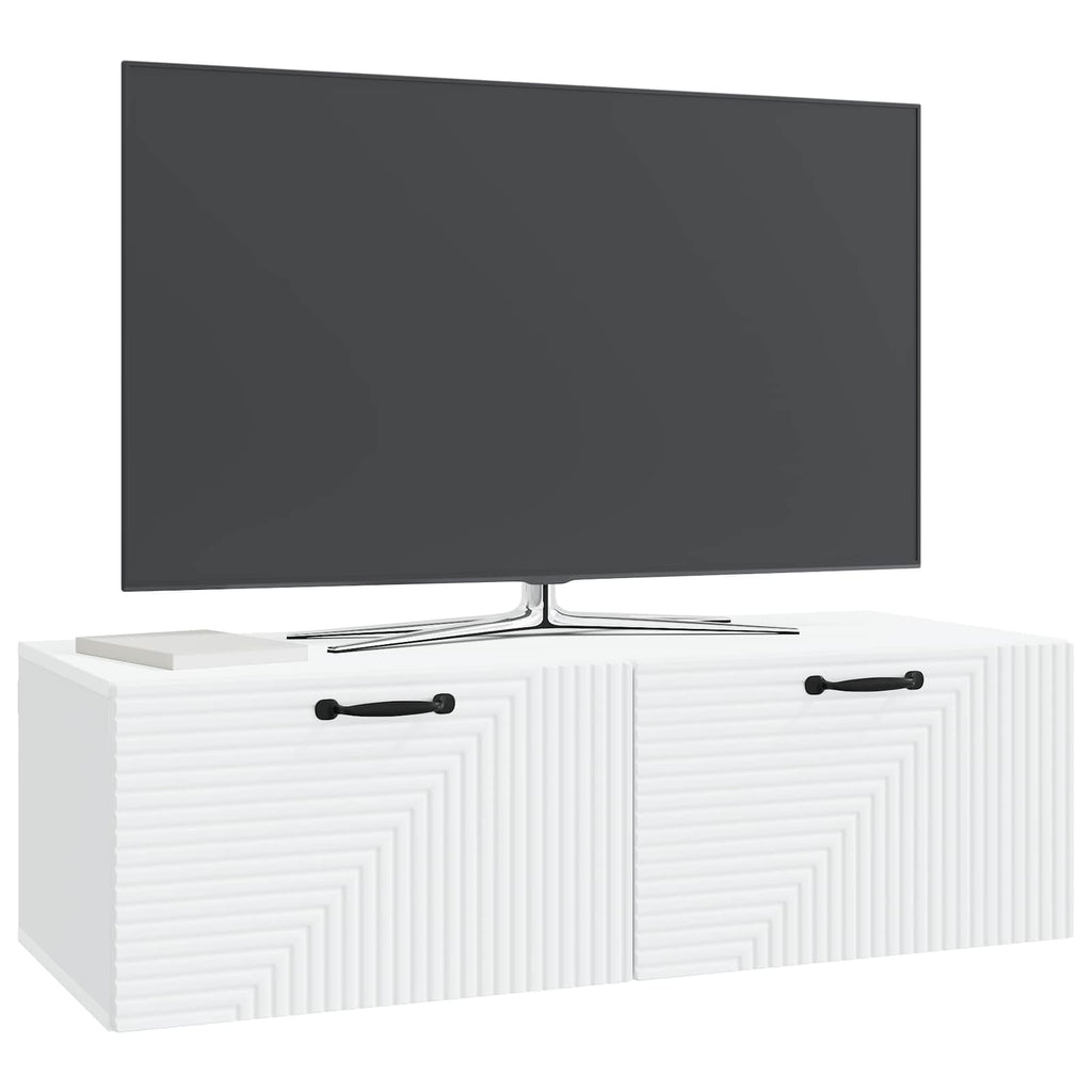 Wandmontierter TV-Schrank Weiß 98 x 41 x 30 cm Holzwerkstoff