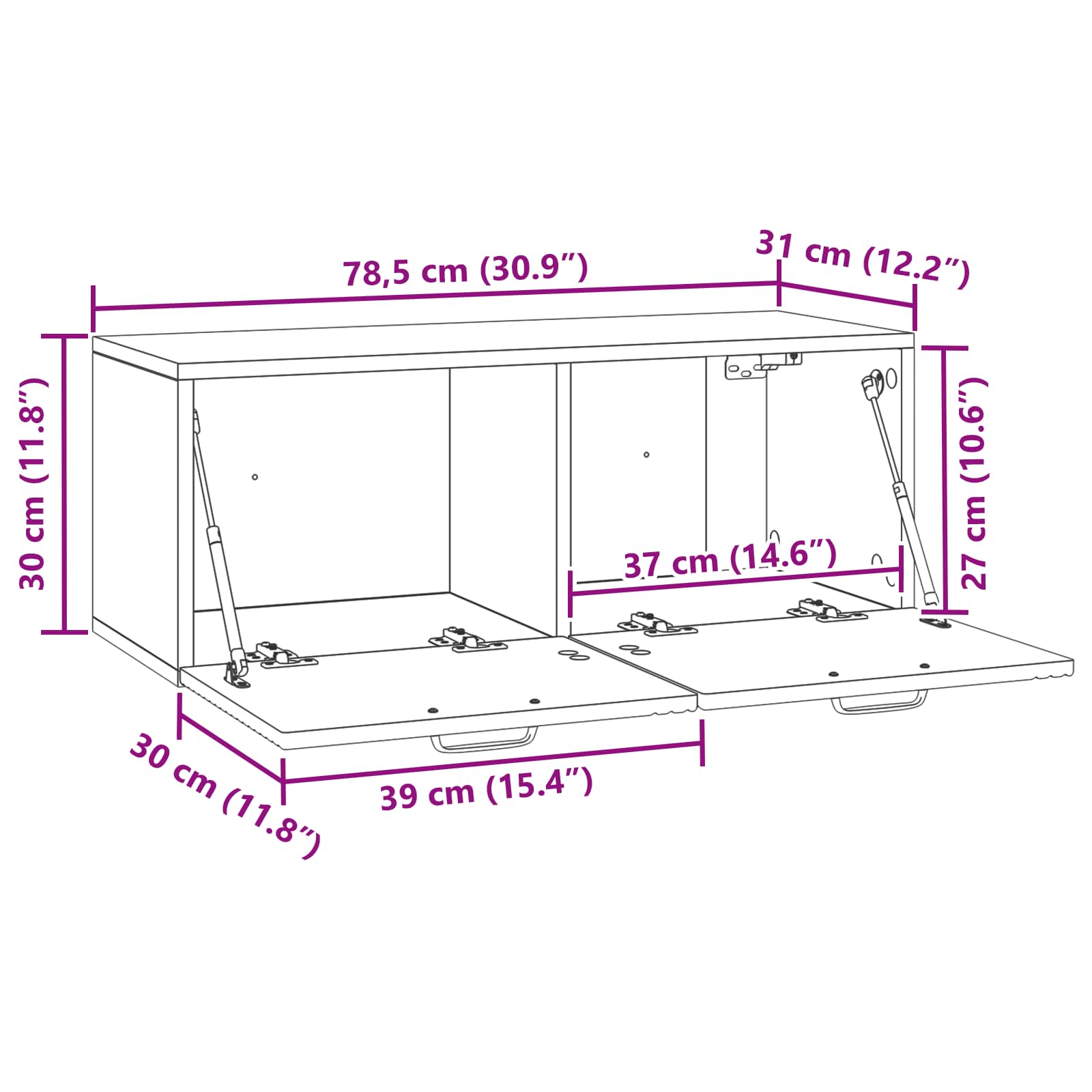 Wandmontierter TV-Schrank Schwarz 78,5 x 31 x 30 cm