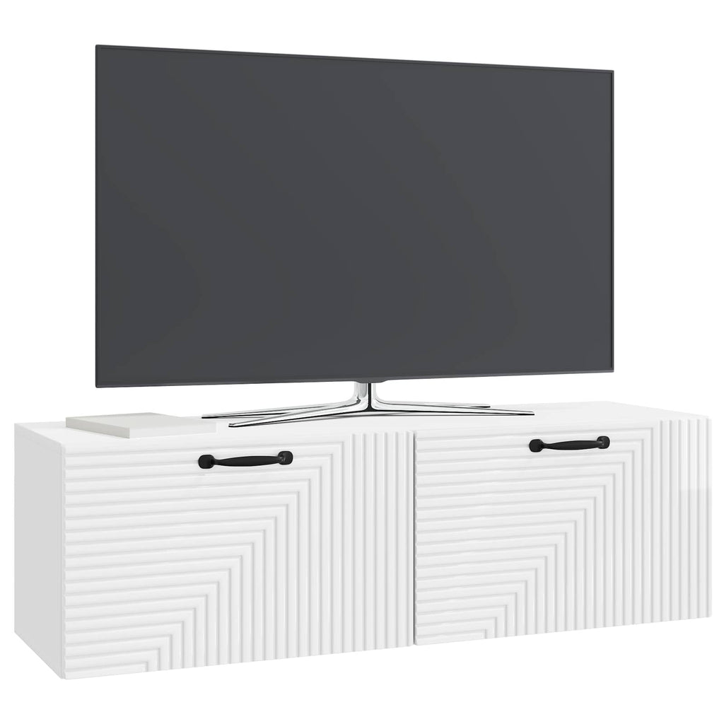 Wandmontierter TV-Schrank Hochglanz Weiß 98 x 31 x 30 cm