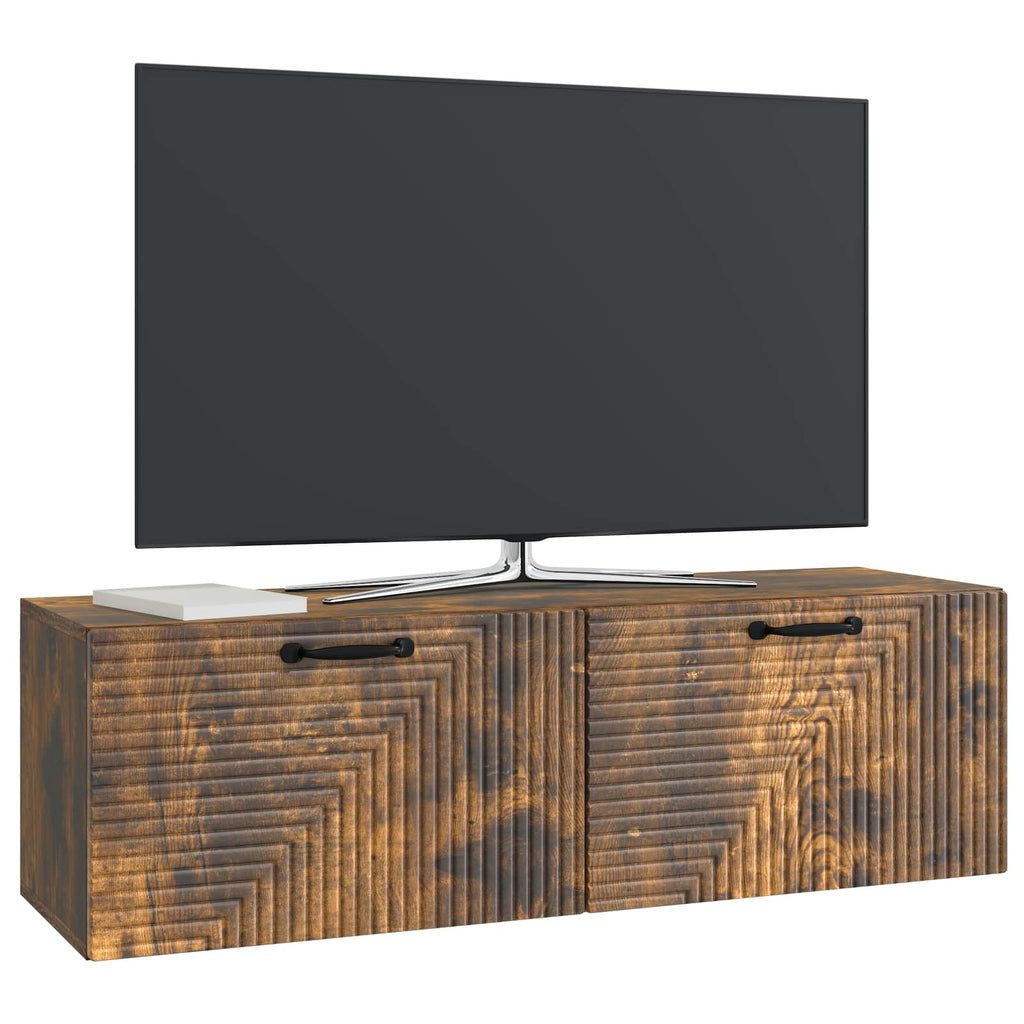 Wandmontierter TV-Schrank Geräucherte Eiche 98 x 31 x 30 cm