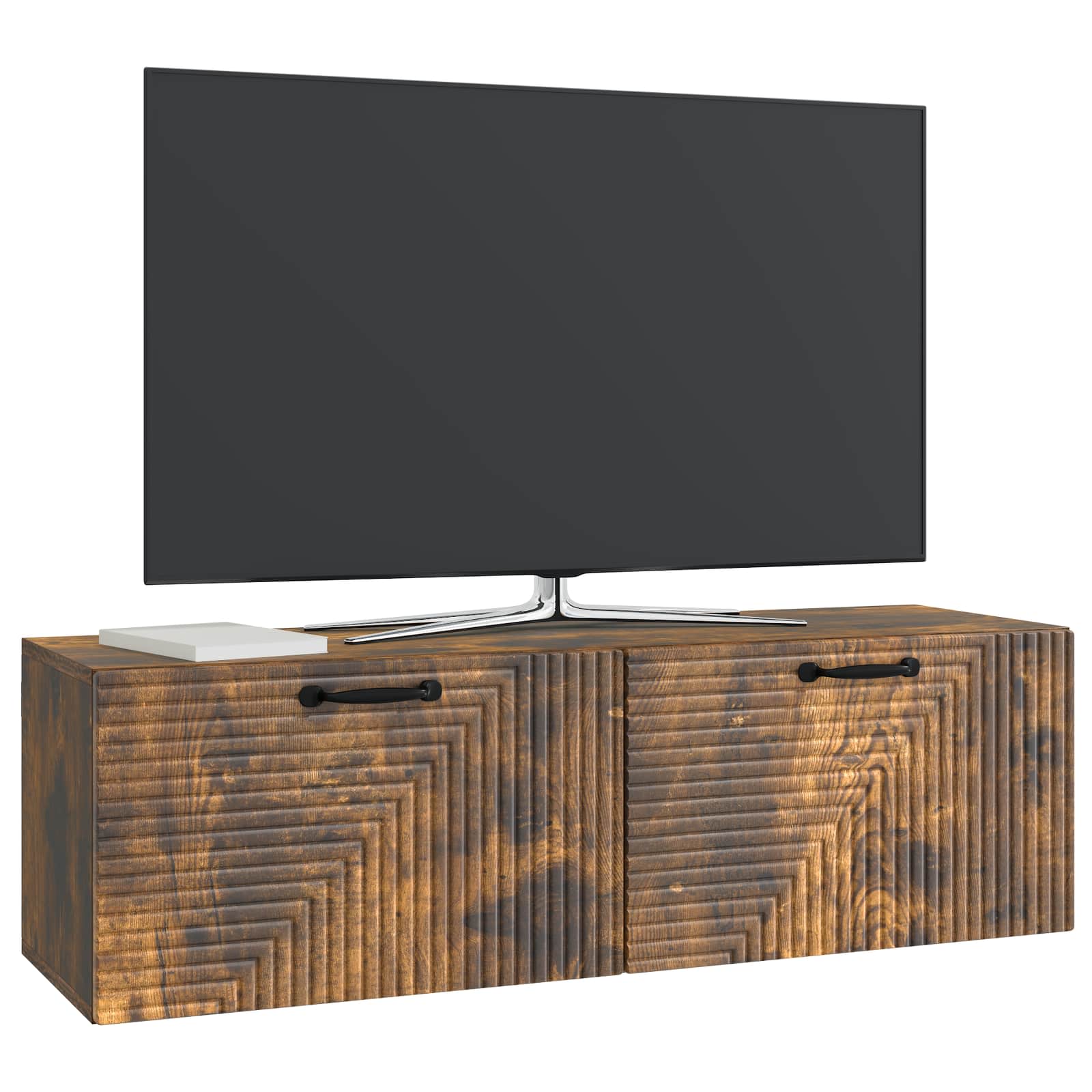 Wandmontierter TV-Schrank Geräucherte Eiche 98 x 31 x 30 cm