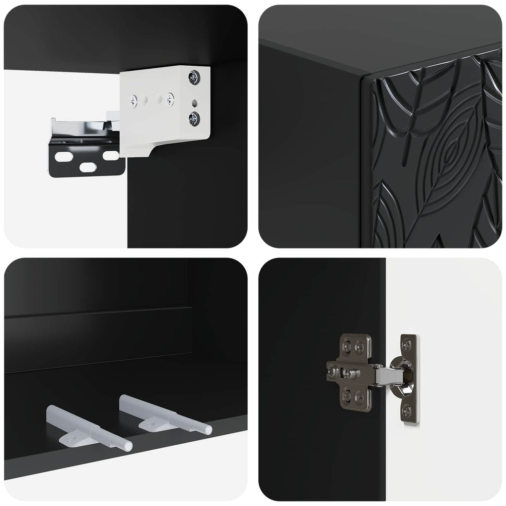 Wandschrank Schwarz 66 x 34,5 x 90 cm Holzwerkstoff