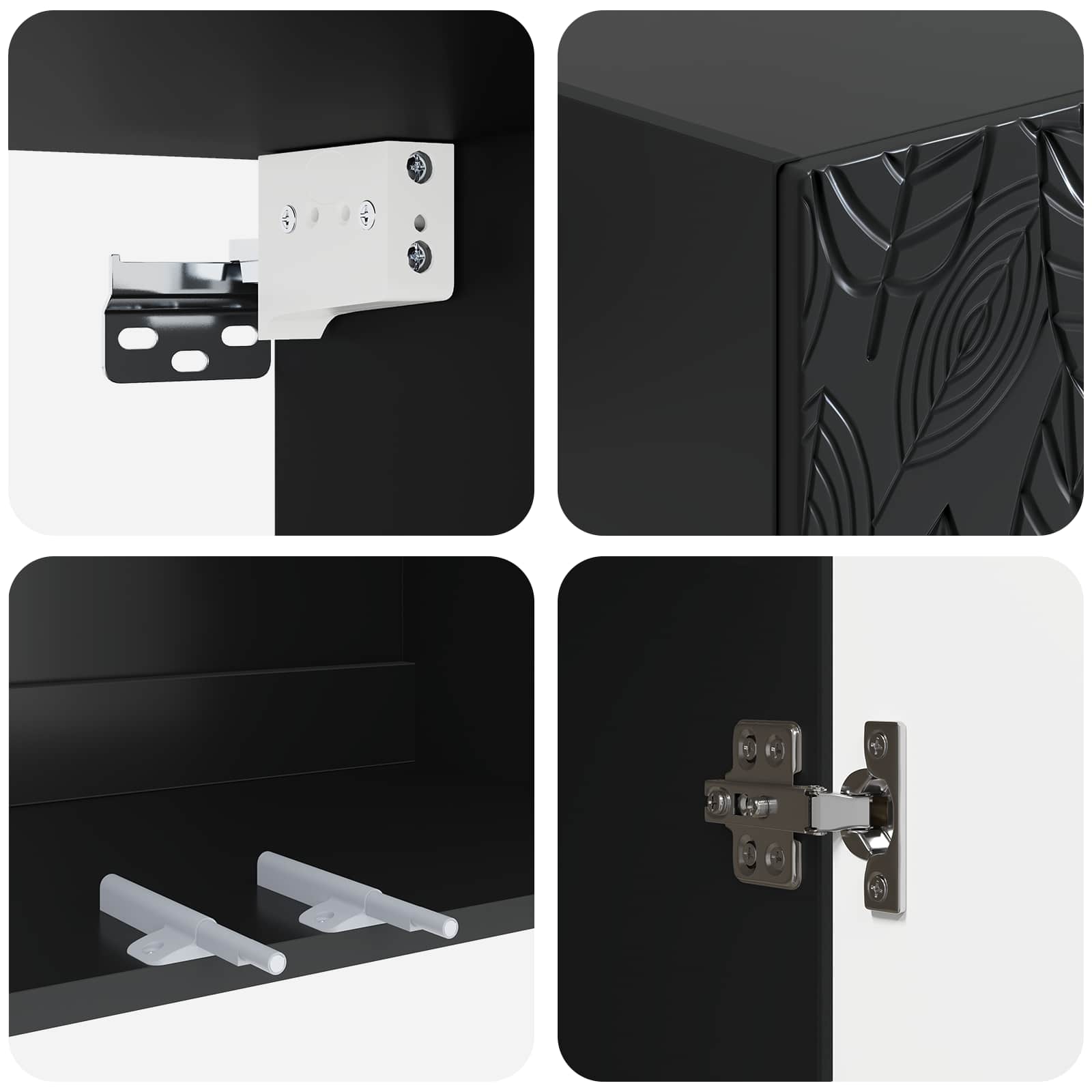 Wandschrank Schwarz 66 x 34,5 x 90 cm Holzwerkstoff