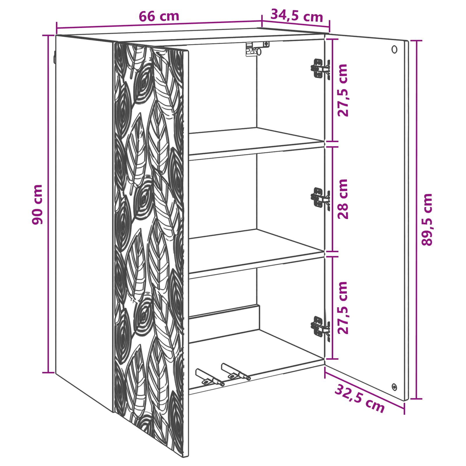 Wandschrank Sonoma-Eiche 66 x 34,5 x 90 cm Holzwerkstoff