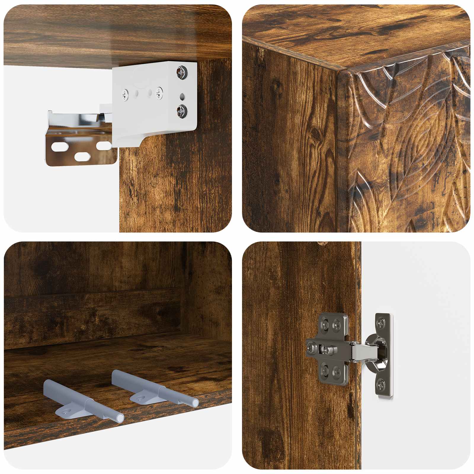 Wandschrank Geräucherte Eiche 66 x 34,5 x 90 cm Holzwerkstoff