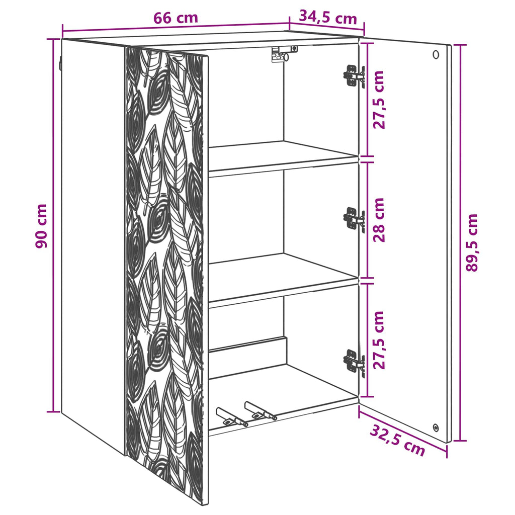 Wandschrank Geräucherte Eiche 66 x 34,5 x 90 cm Holzwerkstoff