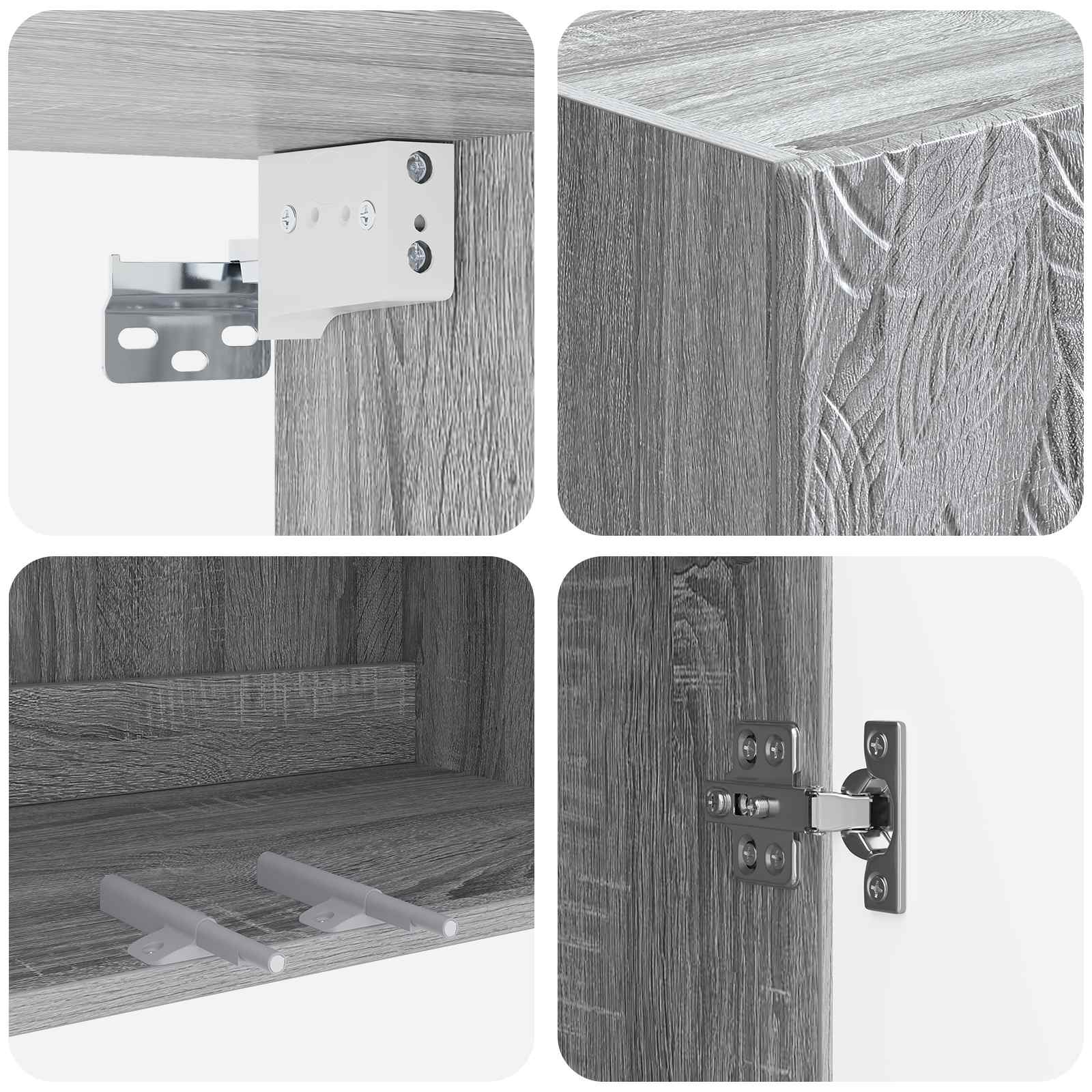 Wandschrank Grau Sonoma 66 x 34,5 x 90 cm Holzwerkstoff