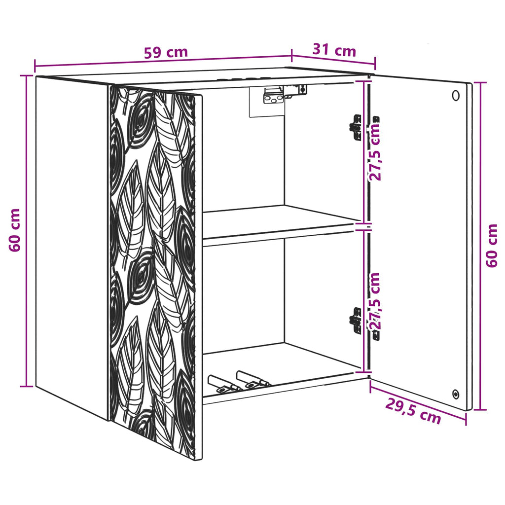Wandschrank Hochglanz Weiß 59 x 31 x 60 cm Holzwerkstoff