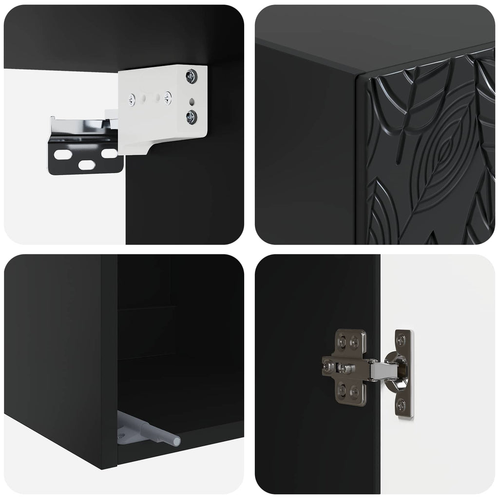 Wandschrank Schwarz 33 x 34,5 x 90 cm Holzwerkstoff