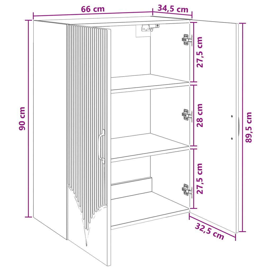 Wandschrank Schwarz 66 x 34,5 x 90 cm Holzwerkstoff